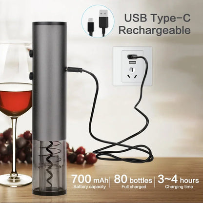 Electric Wine Opener Rechargeable Automatic Wine Bottle with Foil Cutter