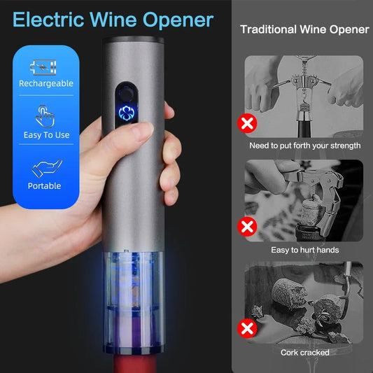 Electric Wine Opener Rechargeable Automatic Wine Bottle with Foil Cutter